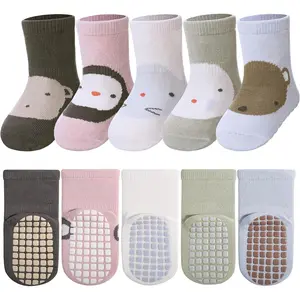 5 Pairs Toddler Non Slip Socks with Grips Baby Socks  Kids Girls Boys