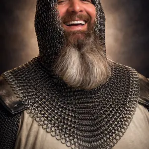 Medieval Warrior Chainmail Coif Armor, 18.75 Inches - Costumes for men, Cosplay, Renaissance