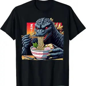 Funny Kaiju Eating Ramen Japanese Monster Lover Birthday T-Shirt