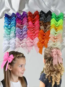 60pcs Cute Macaron Color Hair Clips, Barrettes, Tassel Bow Design, Safe Non-Damaging Hair Accessories, Fun Multicolor Hair Decorations