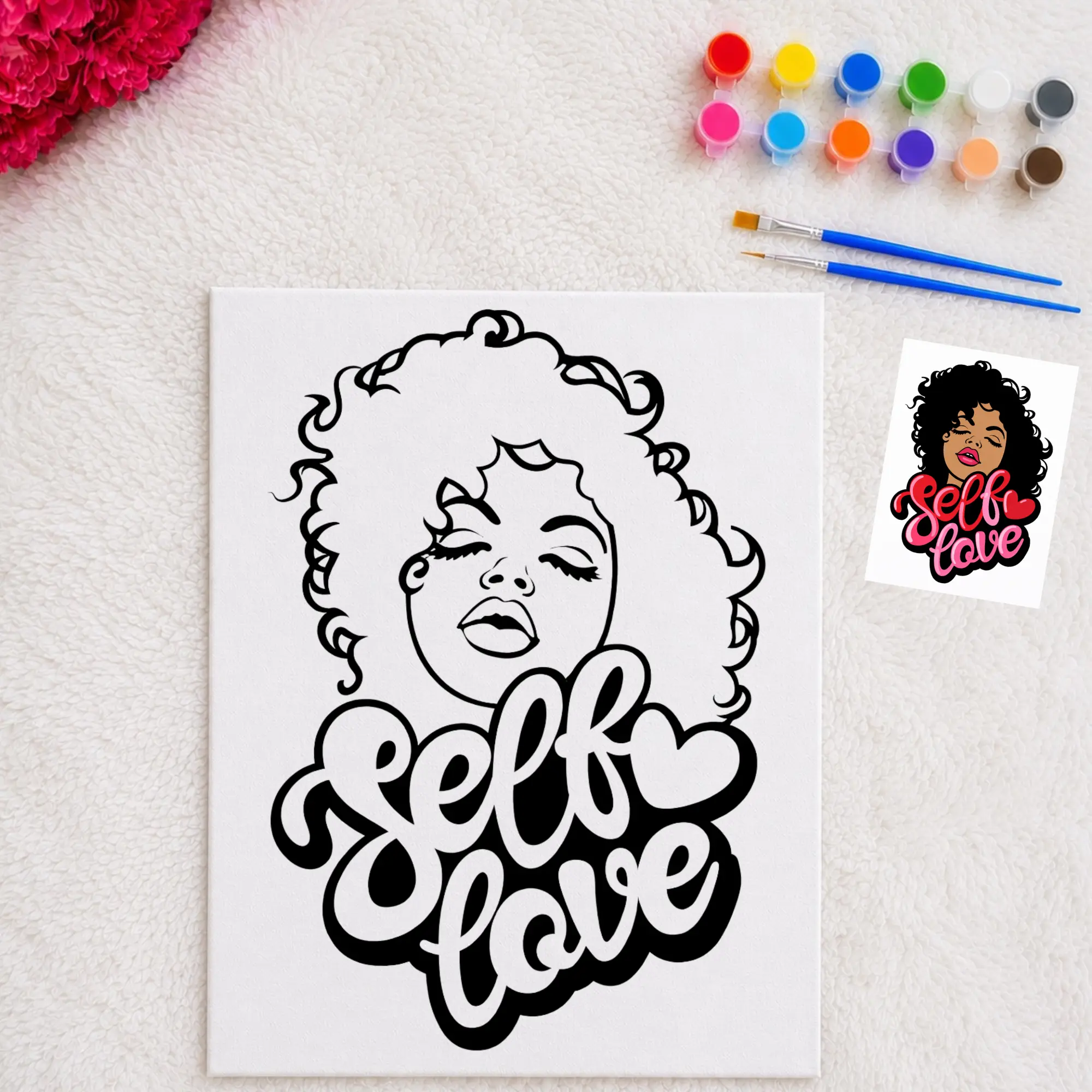 Self Love Sip and Paint - Color Your Own - Canvas Paint Kit Activity