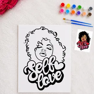 Self Love Sip and Paint - Color Your Own - Canvas Paint Kit Activity