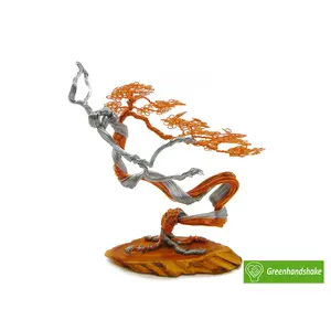 Mini GOLD Bonsai Copper Wire Tree Sculpture, best gift, handcraft, brand new, home decor