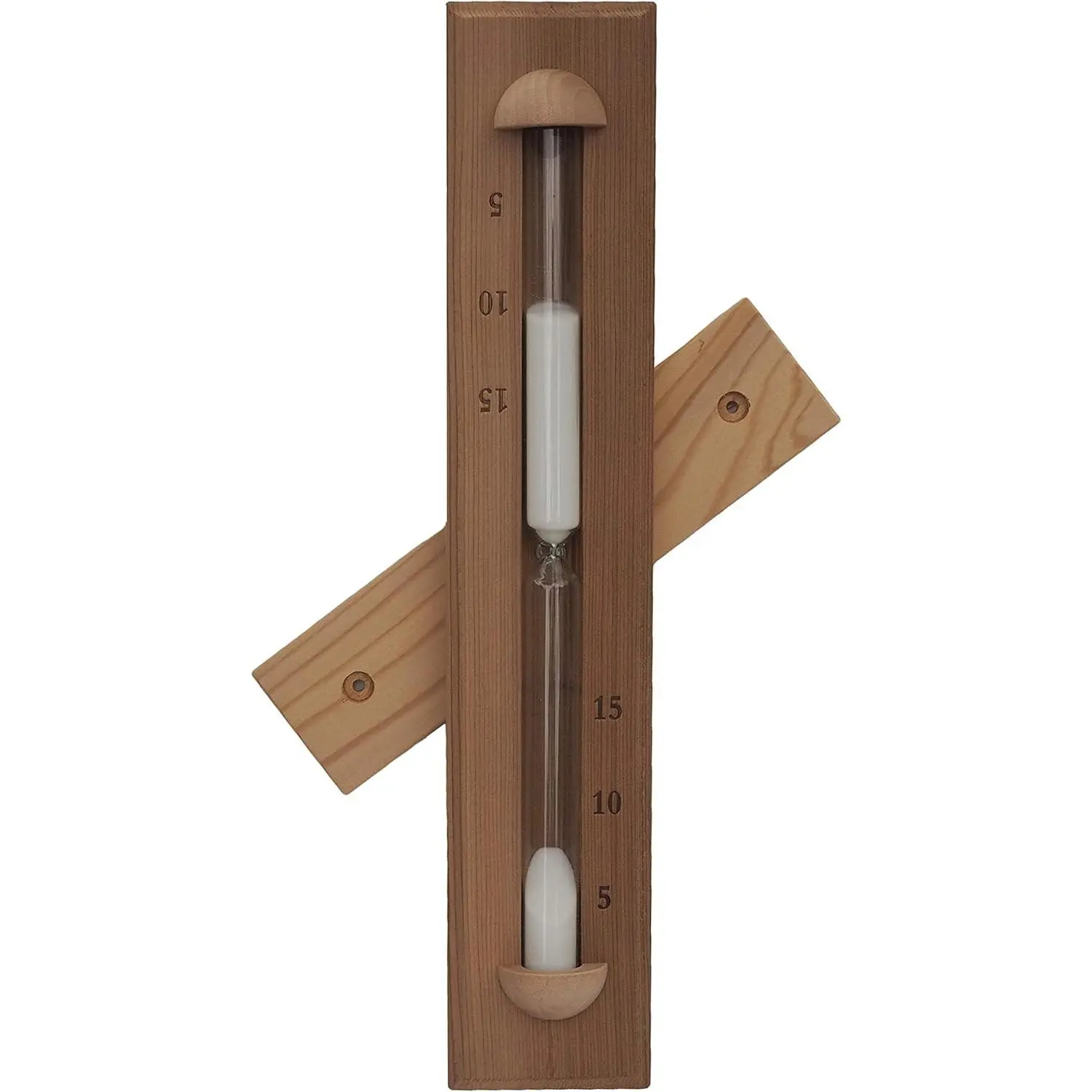 Deluxe Cedar Wall-Mounted Rotating Sauna Sand Timer 15 Minutes Choose Your Sand Color (15 Minutes, White)