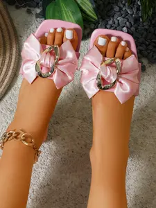 Women's Satin Slip-On Sandals, Comfortable Lightweight Design, Perfect for Summer Casual Wear & Daily Use, Stylish Women Footwear