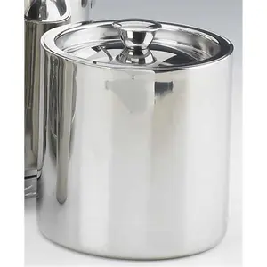 Kraftware 70389 Polished Stainless Steel 1.5 Quart Doublewall Insulated Ice Bucket No Handle