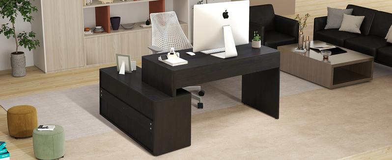 Giratree Modern Computer PC Desk Table with Storage, Corner L Shaped Desk with Drawers, Home Office Desk for Bedroom and Small Space, for Writing, Executive, Study, Work, Vanity