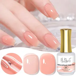 AWStorG 15ml Nude Gel Nail Polish, Ice Transparent Elegant Gloss Glue, Natural Shine, Home DIY Manicure, Semi-Permanent UV LED
