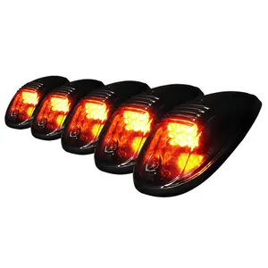 Universal 5PC Set Roof Cab Amber LED Lights (Black Housing/Smoked Lens)