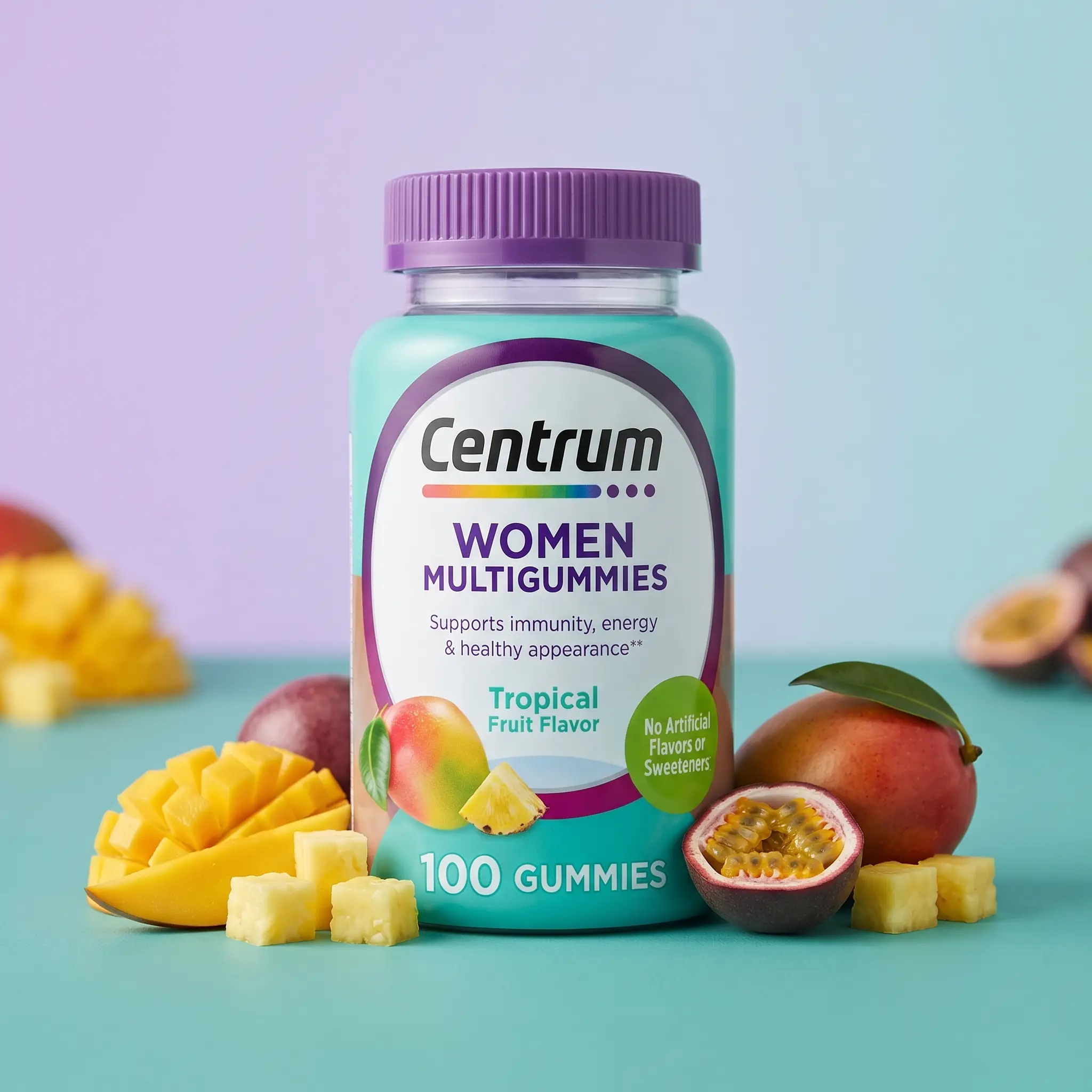 Centrum Women's Multivitamin Gummies, 100 Count (50-Day Supply) – Daily Multivitamin for Immune Support, Energy Production & Healthy Hair, Skin and Nails, Great-Tasting Gummies