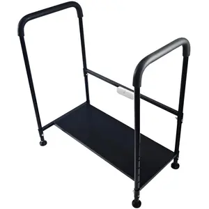 Tlongxia Bedrails are Suitable for Elderly and Disabled People with Limited Mobility. Equipped with Height Adjustable Portable Medical Bed Step stools and Human Body Sensing LED Lights (Black)