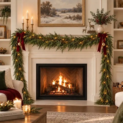 Artificial Christmas Garland 6ft/9ft/12ft - Single or 2-Pack Indoor Outdoor Holiday Decor