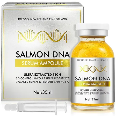 Anti Aging Ampoule with Salmon DNA & Collagen Bio-Peptides - Anti Wrinkle Tightening & Deep Moisture Serum for Firming Skin,travel essentials, Ampoule Form