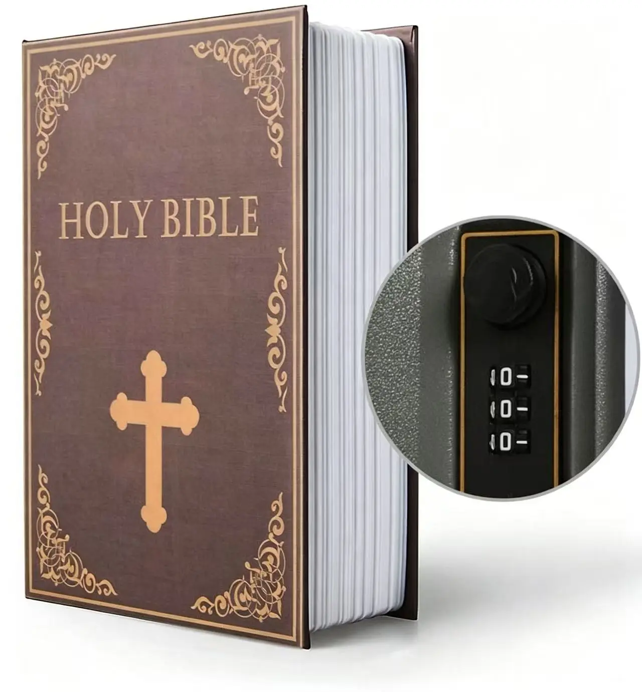 Bible Diversion Book Safe Combination Lock Vintage Faux Hidden Secret Storage Box Home Bookshelf Decor