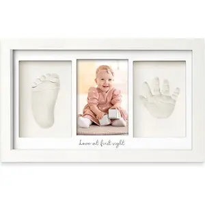 Deal - Baby Hand and Footprint Kit - Clay Handprint Keepsake Frame, Newborn Nursery Picture Frame, Personalized New Mom Gifts for Baby Shower & Registry (Alpine White).