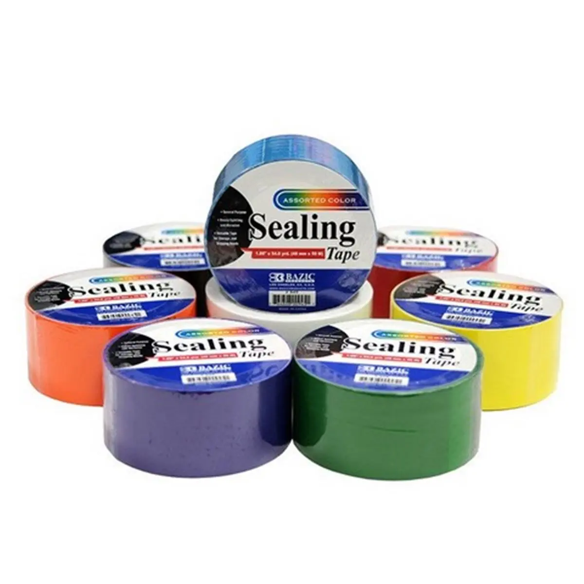 212 MAIN Bulk Colorful Adhesive Tape Pack - 48-Count Tool Organizer Accessory Case, 1.88x54.6yd Strong Tape for Tools & Hardware, Personalized Projects, All Seasons Use, 1.89in H x 3.858in W x 3.858in L