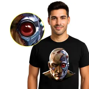 MorphCostume's Digital Dudz Animated Cyborg T-Shirt with Hidden Phone Holder Halloween Costume Shirt in Cotton Fabric for Men