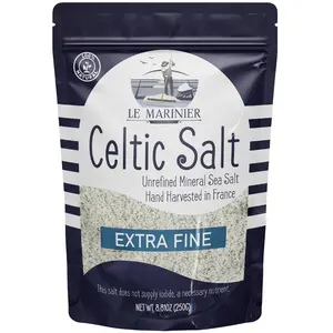 Le Marinier French Sea Salt Extra Fine, 8.81oz – 0.6lb. Celtic Salt Organic- 100% Natural, Mineral Rich, Unrefined, Hand Harvested (0.6lb Extra Fine)