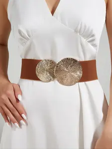 Elegant Women's Elastic Waist Belt, Vintage Alloy Buckle, Perfect for Dresses & Jeans, Party, Casual, Holiday Gifts, Stretchy Waist Belt