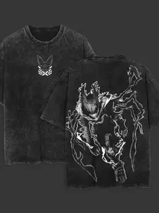 valentine shirts Men's Heavy Cotton Anime Manga T-Shirt - Vintage YK Style Streetwear with Comic Graphics, Loose Fit Round Neck Tee for Otaku Fashion & Gifts for Anime Fans