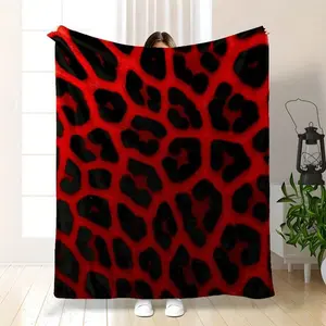 Vibrant Red Leopard Print Fluffy Blanket – Soft Plush Throw for Cozy Comfort & Stylish Warmth