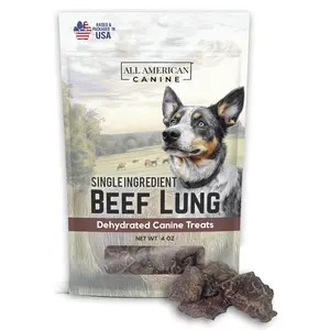 NATURAL Beef Lung Dog Treats 4oz – Single Ingredient, Dehydrated High Protein Low FatTraining Snacks – All Natural and Made in The USA