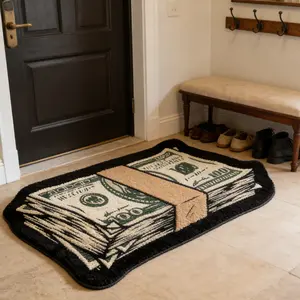 Stacked Money Style Entrance Door Mat, Creative Cash Bundle Rug, Decorative Rug Mat, Soft Comfortable Floor Mat, Hand Wash Only, Home Decor