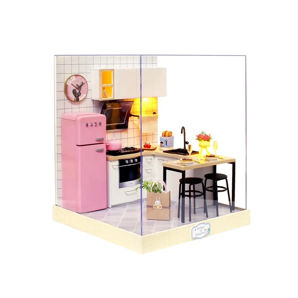 3D Miniature Dollhouse DIY Craft Kit, 3D Model Doll Houses for Miniature Things Lovers, Living Room Tabletop Bookshelf Decor, Holiday Gift for Christmas Thanksgiving Birthdays (Tools, Glue, Batteries Not Included)