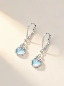 Elegant Women's 925 Silver Plated Moonstone Dangle Earrings, Hypoallergenic Fashion Jewelry, Perfect Gift for Birthdays and Valentine's Day