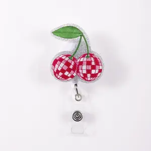 Cute Cherry Design Badge Holder, 1 Count Retractable Badge Reel, Identification Badges & Supplies for Students, Office Workers and Healthcare Professionals, Badge Reels Retractable
