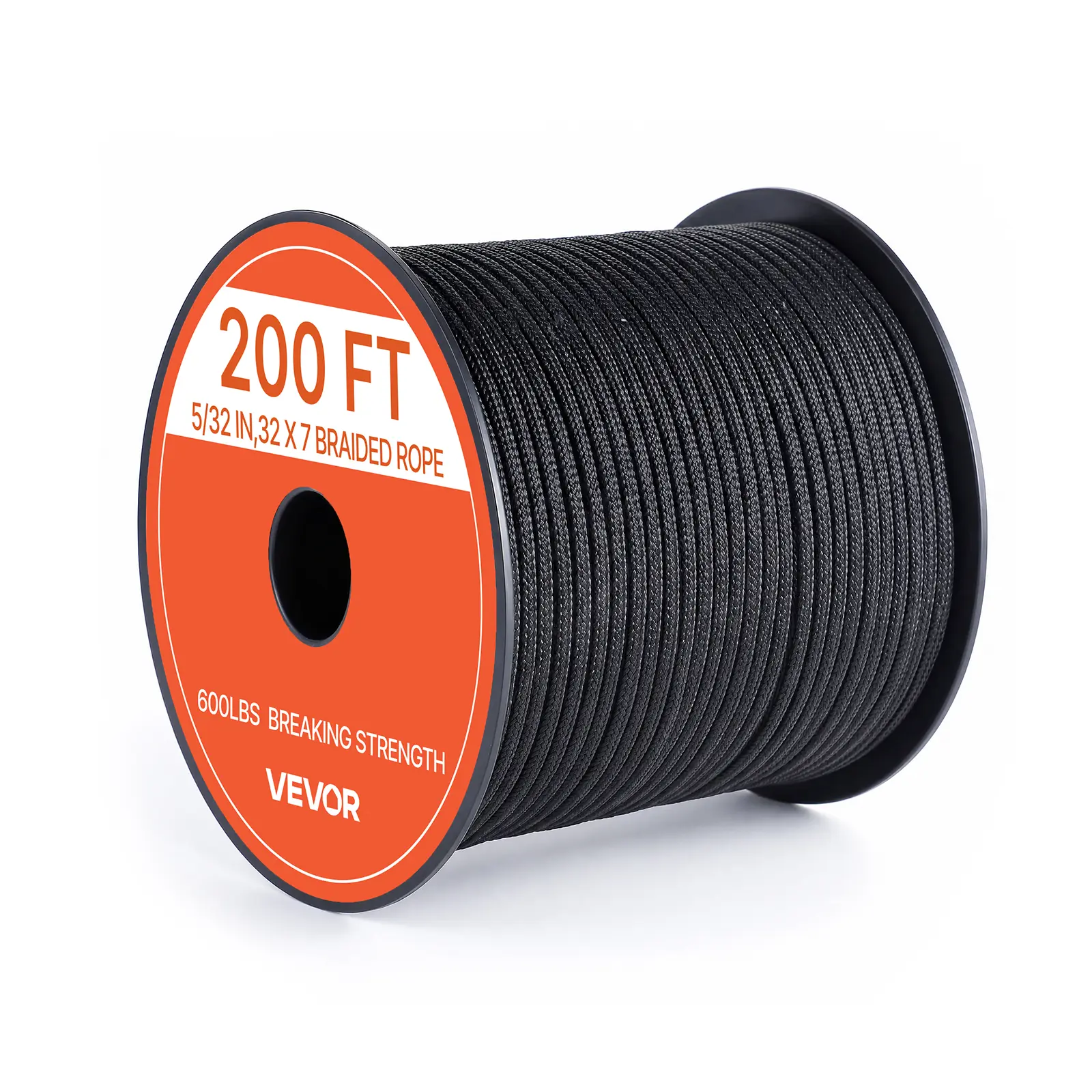 VEVOR Paracord Rope 5/32 in x 200 ft Nylon Parachute Cord 550 Tactical, Survival Cord, Heavy Duty 7 Strand, 600 lbs High Breaking Strength, Utility Rope, for Outdoor Camping & Bracelets, Black