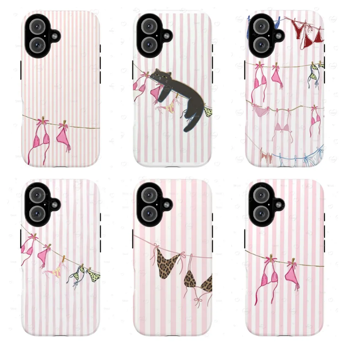 Funny Bestie Lingerie Case | Aesthetic Ribbon Bow Clothesline Pattern | Cute Pink Coquette Statement Accessory | for iPhone 17/16/15/14/13/12/11ProMax Plus for Samsung phones, suitable for both men and women, Perfect Gift for Women Men.A gift for the fans