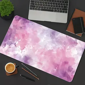 Abstract Cloud Mouse Pad Soft Pastel Gaming Mouse Pad Pink Purple Mouse Pads for Desk Rubber Stitched Edges Keyboard Pad XXL Large Extended Desk Accessories Desk Decor For Office