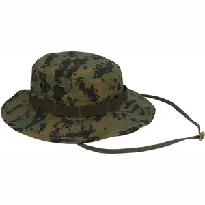 Woodland Digital Camouflage - Tactical Military Boonie Bucket Hat - Polyester Cotton
