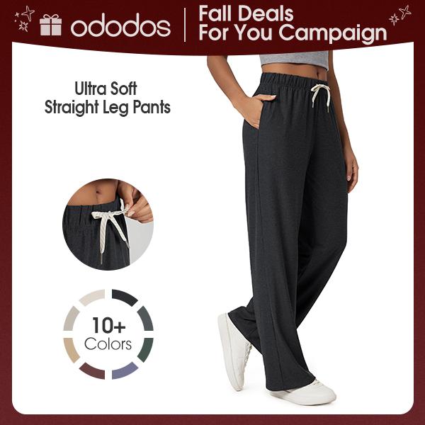 ODODOS Women's High Stretch Quick-Dry Straight Leg Jersey Pants for Women - odSTRATUM Tech, Ultra Soft, Light Fit, UPF 50+ Protection, 29/31 Inseam, Polyester Blend, Pockets, Everyday Relaxed Casual Pajama Lounge Bottoms
