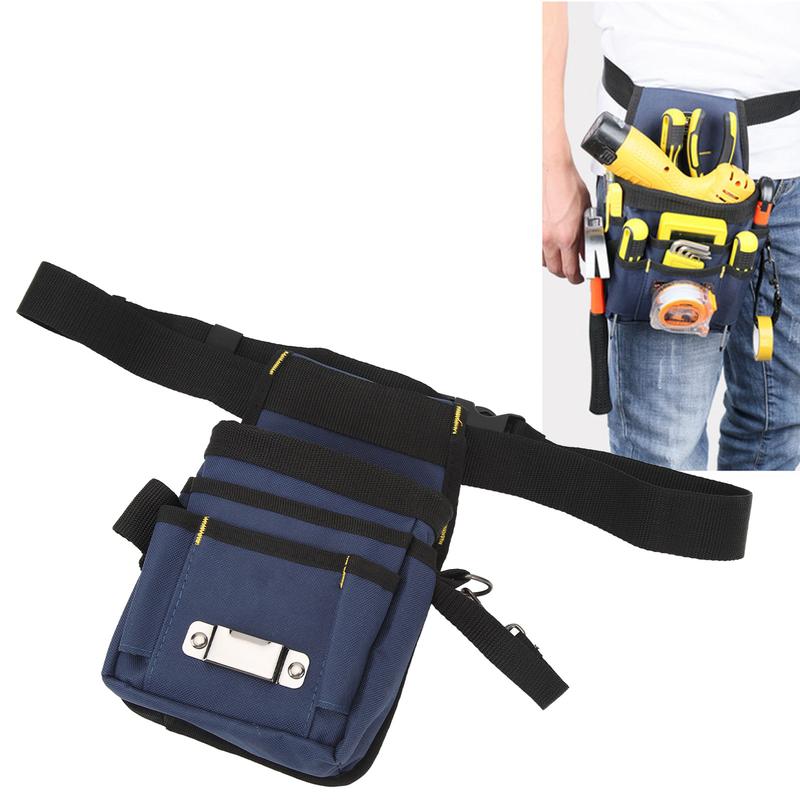 Waist Tool Bag, Construction Tool Belt with Adjustable Strap, Woodworking and Electrician Work Tools Pouch, Small Tool Organizer, Portable Canvas Tool Bag
