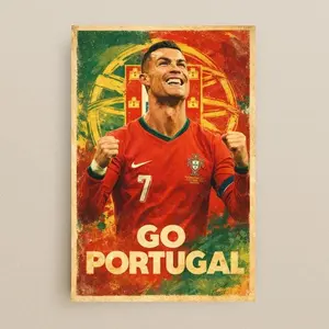 CR7 Cristiano Ronaldo Portugal Poster Portugal 2026 World Cup Wall Art Retro Soccer Print Portuguese Football Decor Gift for Fans