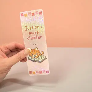 Cute Cat Bookmark Sparkly Dot Glitter Finish Just One More Chapter 2x6 Inches Adorable Cat Design for Book Lovers Perfect Gift