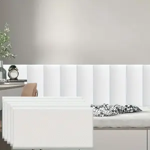 5-Piece Thickened Bed Headboard Tatami Border Self Adhesive Wallpaper, Easy Peel and Stick, Soft Filling Wall Stickers for Bedroom and Living Room