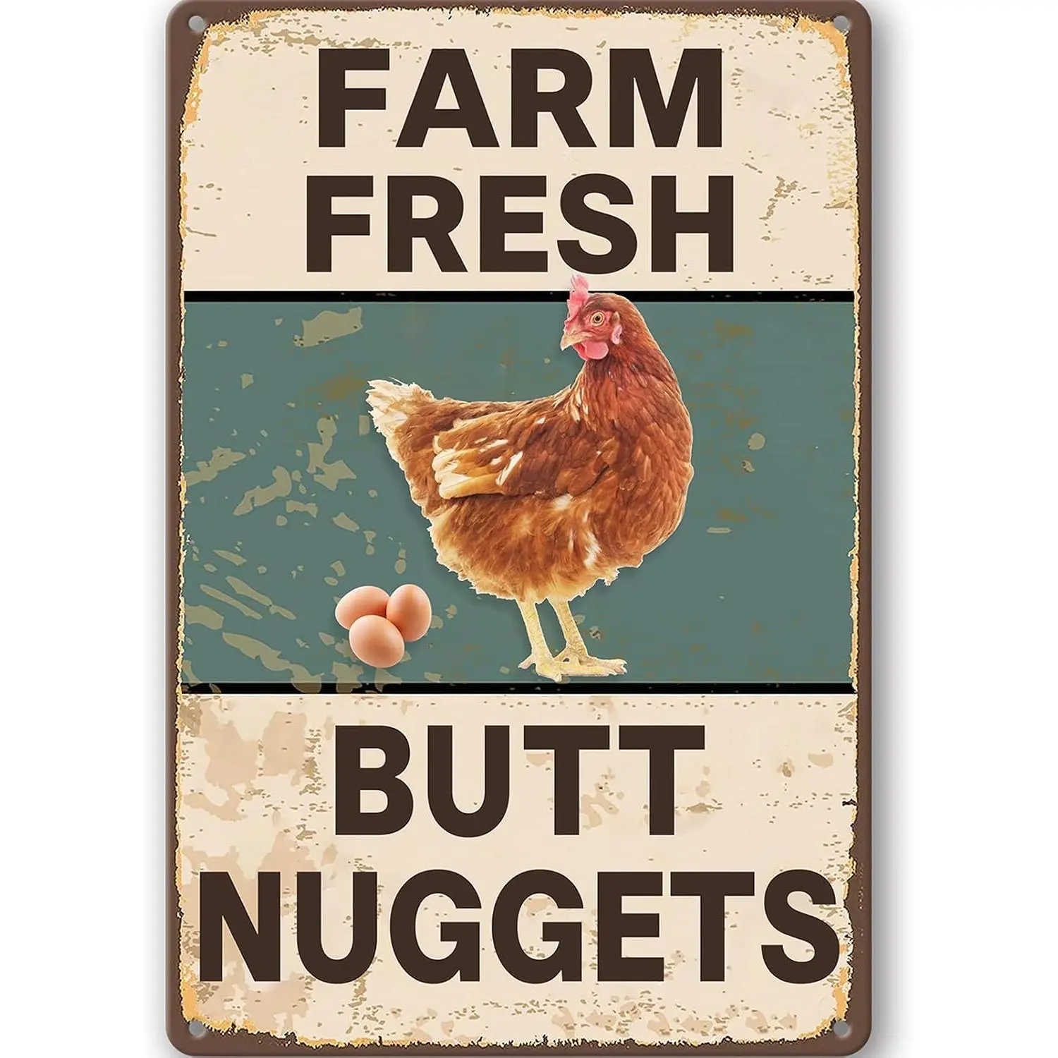 Vintage Metal Signs Chicken Coop Signs for Farm Yard Decor 8×12 inches | Durable and Suitable for Long-Term Outdoor Display,Farm Tin Signs for Home Kitchen Outdoor Decor,Fresh Butt Nuggets