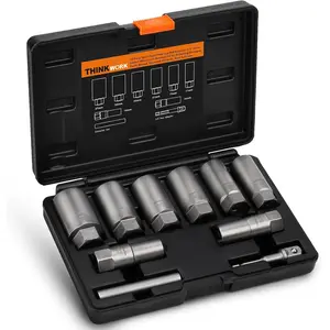 1/2 Inch Drive Lug Nut Extractor Set, Large Sizes, 10pcs Wheel Lock Removal Kit, Deep Lug Nut Removal Tool for Damaged, Stripped, Rusted, Broken, Rounded, Nuts