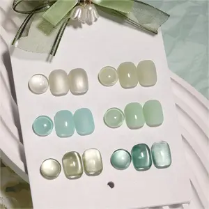 GAOY Cat Eye Gel Nail Polish Set with Magnet for Jelly Green Glitter Holographic Cat Eye, Mint Green