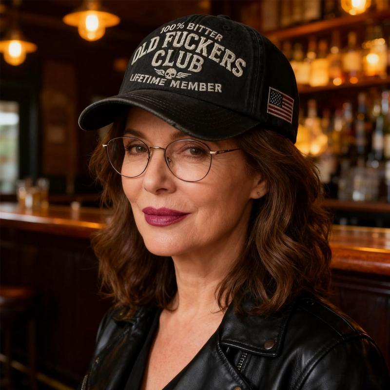 100% Bitter Old F*kers Club Vintage Cap Embroidery Adjustable Wash Lifetime Member Hat Unisex Casual Trendy Outdoor Cap Premium Cotton Material Rugged Everyday Style
