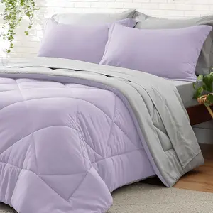 King Size Comforter 7 A Bag - Microfiber Lavender with Comforters,, Pillowcases  Shams, Sets for