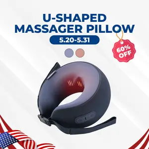 CINCOM U-Shaped Cervical Neck Massager Pillow - Pillow for Neck Pain, 360° Memory Foam Support, Soothing Heat, Kneading, Cordless, Rechargeable, Portable, Selfcare Gift for Women, Mom Gift