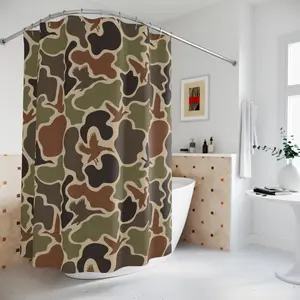 Everything Camo Collection – Duck Hunter Camo with Flying Ducks Camo Shower Curtain, Waterproof Bathroom Decor