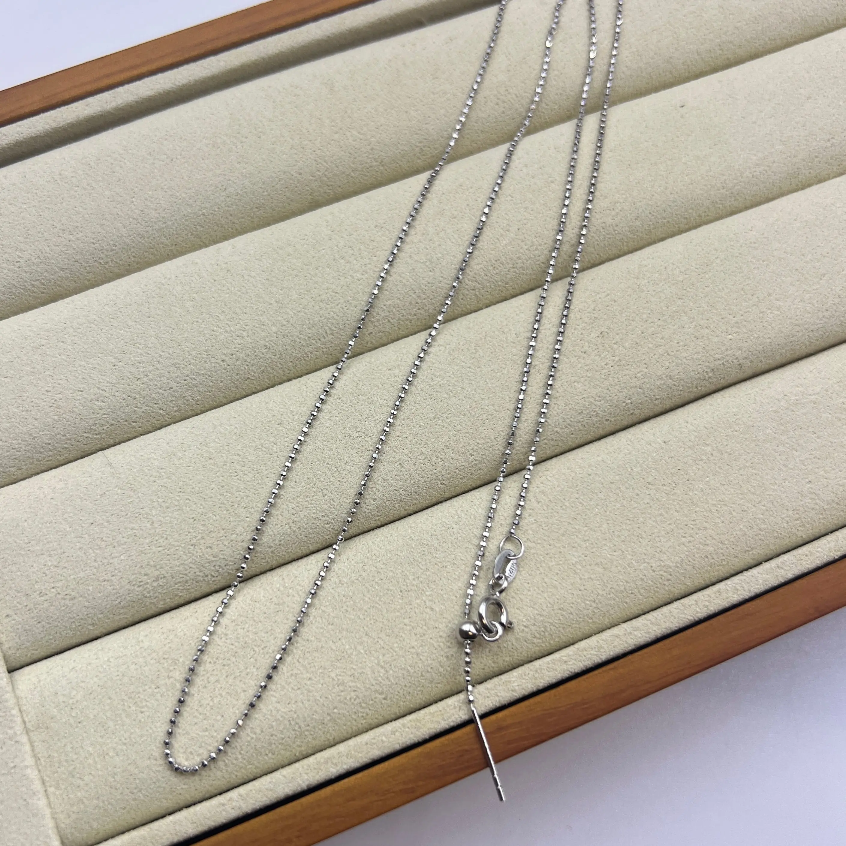 50cm Length Adjustable s925 Sterling Silver White Gold Plated Chain