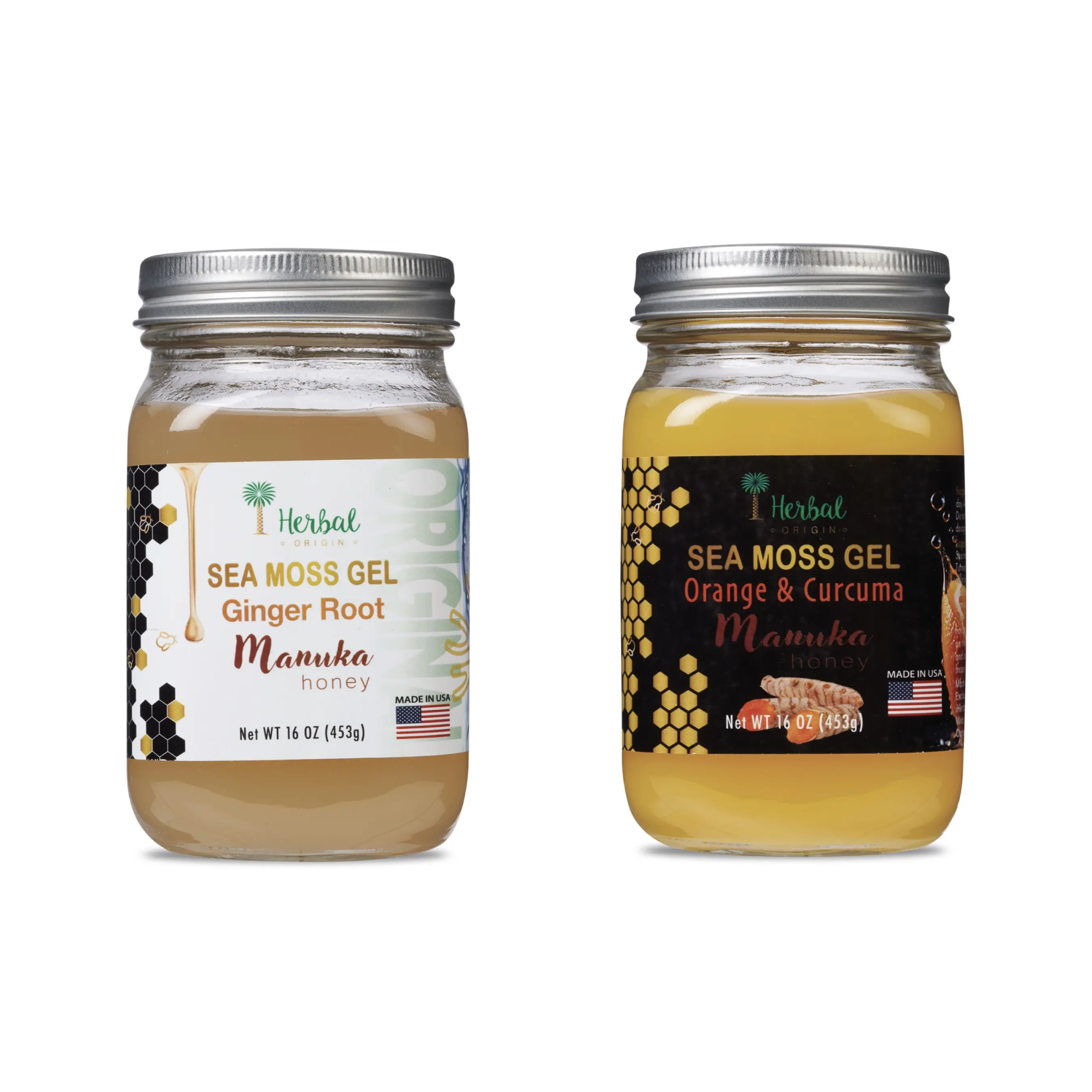 Ginger & OrangeTrmrc - 2 SeaMoss Glass Jars