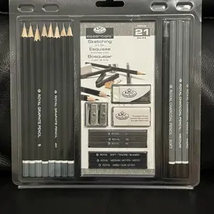 Essentials Sketching Art Set 21 piece set includes 8 shading pencils, 3 charcoal pencils, 1 graphite pencil, 3 graphite sticks, 3 charcoal sticks, pencil sharpener, 1 eraser, 1 model eraser. Perfect for sketching and shading your favorite character