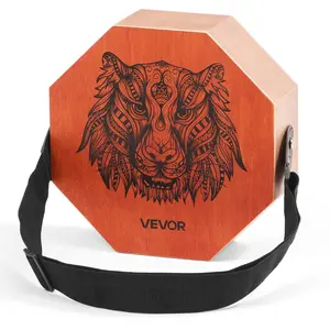 VEVOR Unique Cajon Box Drum, with Internal  Guitar Strings, Portable Wooden Percussion Box, Birch Wood Drum Musical Instrument with Adjustable Strap, for Beginners & Professionals, 11.6 x 11.6 x 4 in